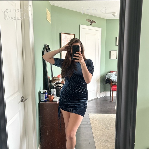 H&M Blue Velvet Mini Dress - Picture 2 of 2